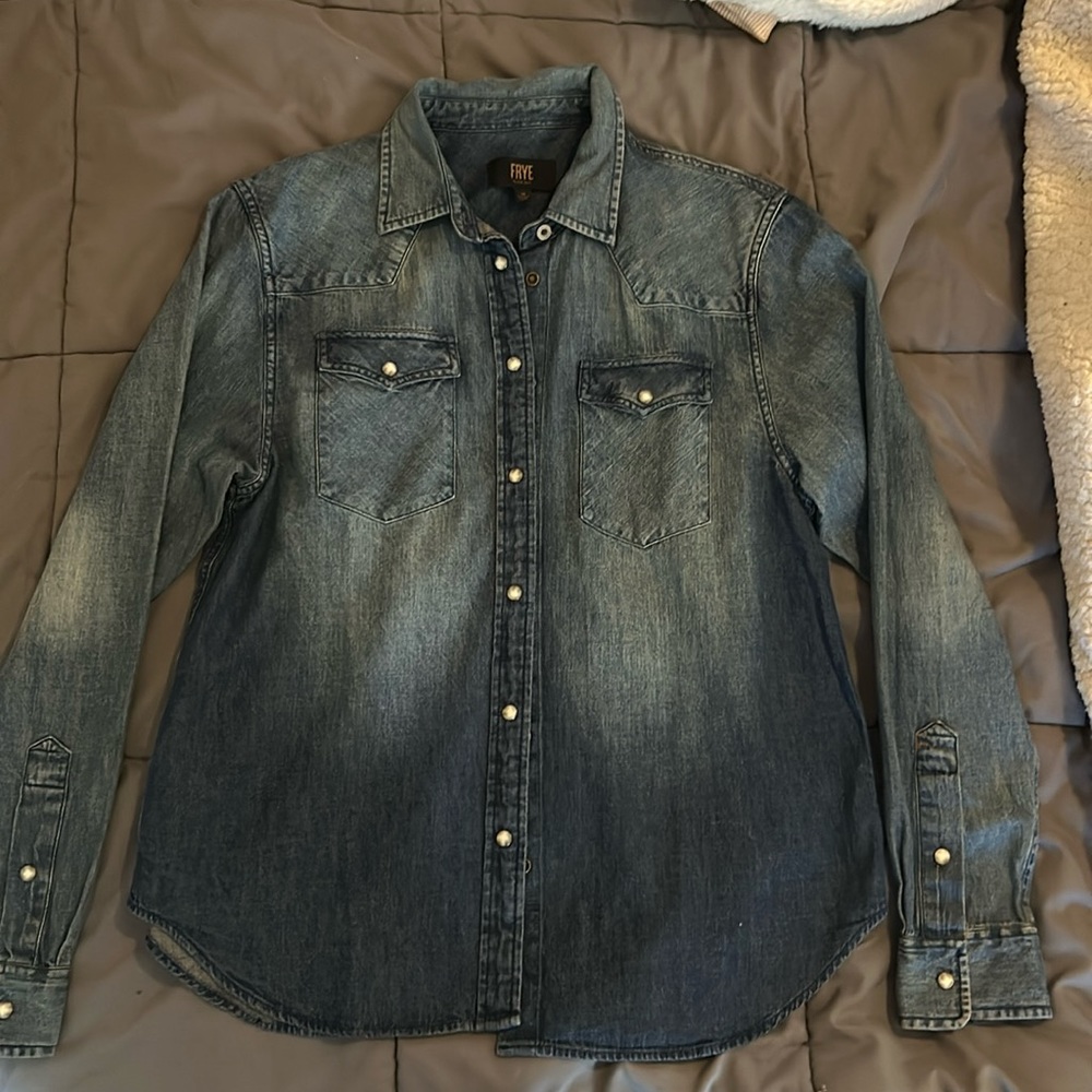 Blue western long sleeve button up